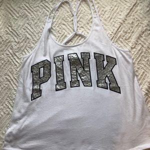 VS Pink 💖 Black and White Tank